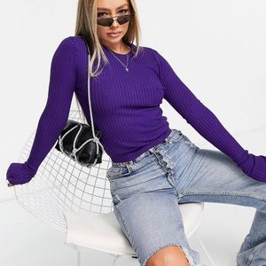 NEW Purple, ribbed, long sleeve blouse. Threadbare USA size 6